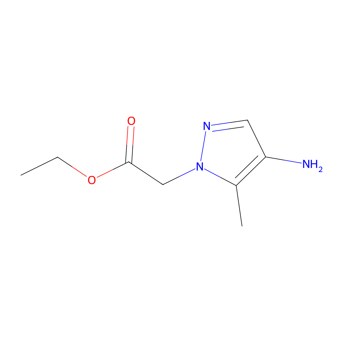 Ethyl 2-(4-amino-5-methyl-1h-pyrazol-1-yl)acetate molecular structure, CAS 1341676-88-7