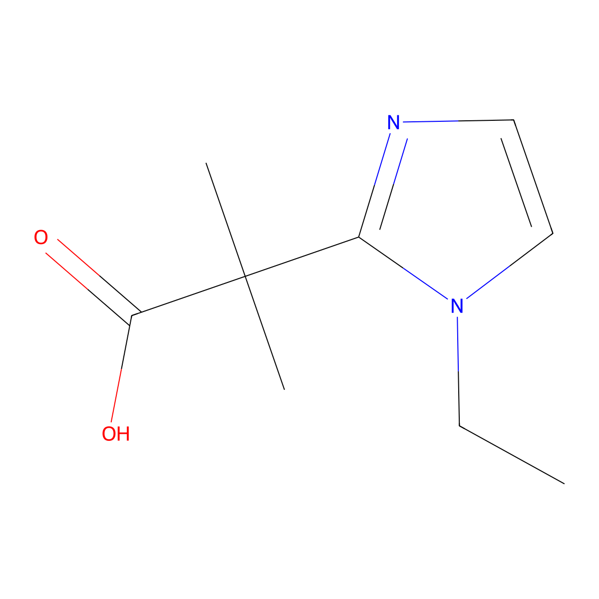 2-(1-ethyl-1H-imidazol-2-yl)-2-methylpropanoic acid molecular structure, CAS 1341677-22-2