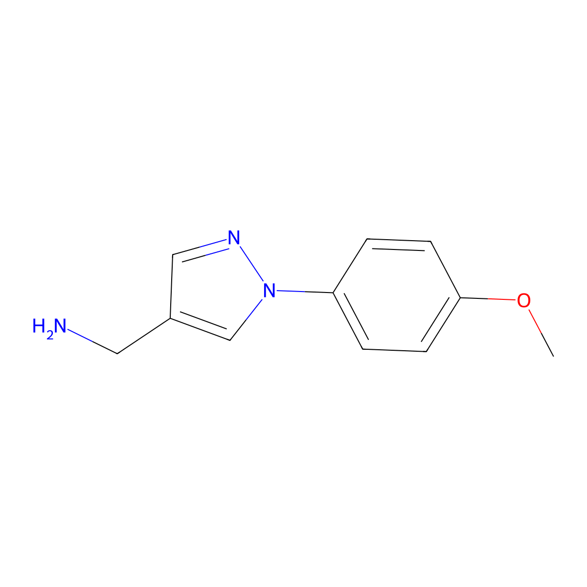 [1-(4-methoxyphenyl)-1H-pyrazol-4-yl]methanamine molecular structure, CAS 1341677-27-7