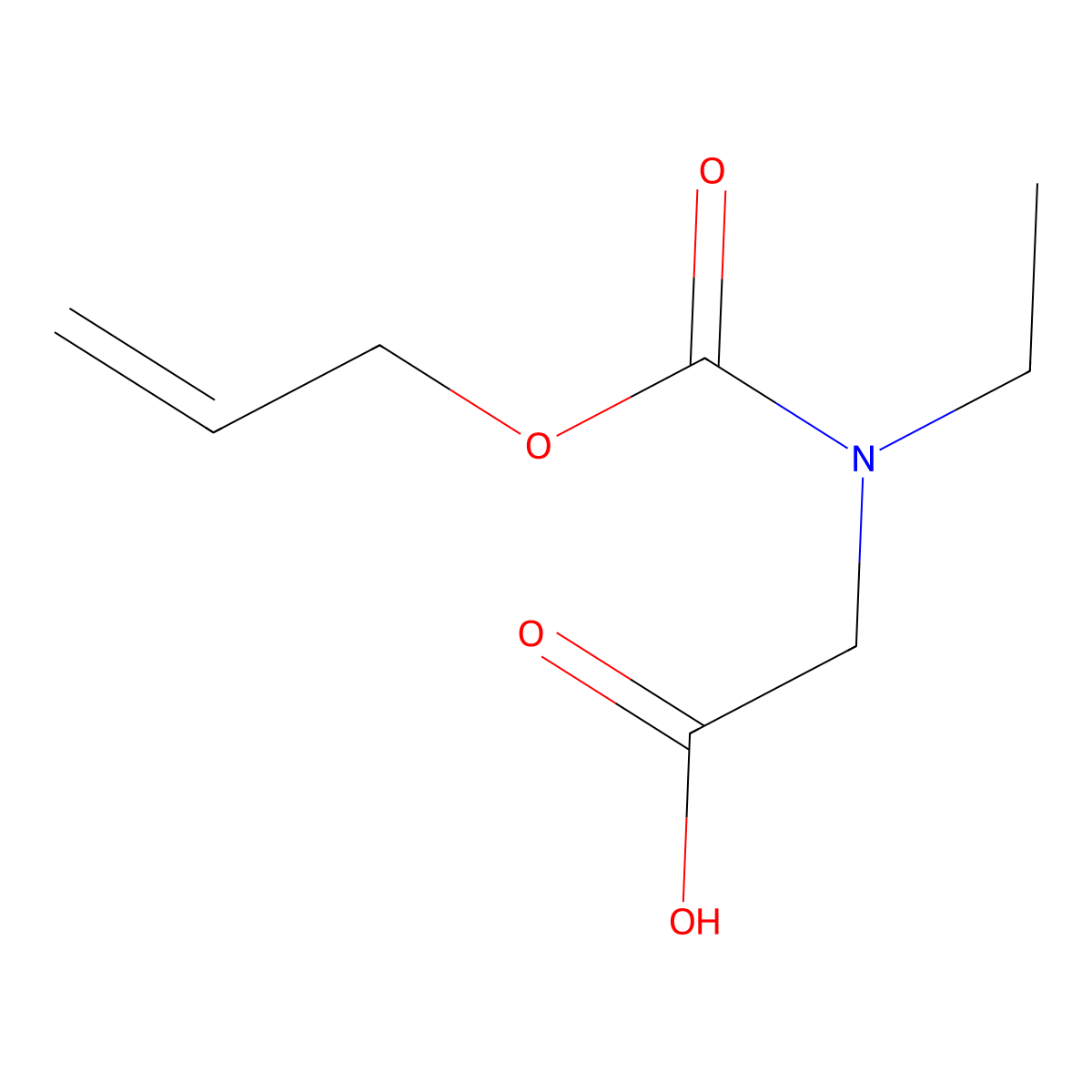 2-{Ethyl[(prop-2-en-1-yloxy)carbonyl]amino}acetic acid molecular structure, CAS 1341678-88-3