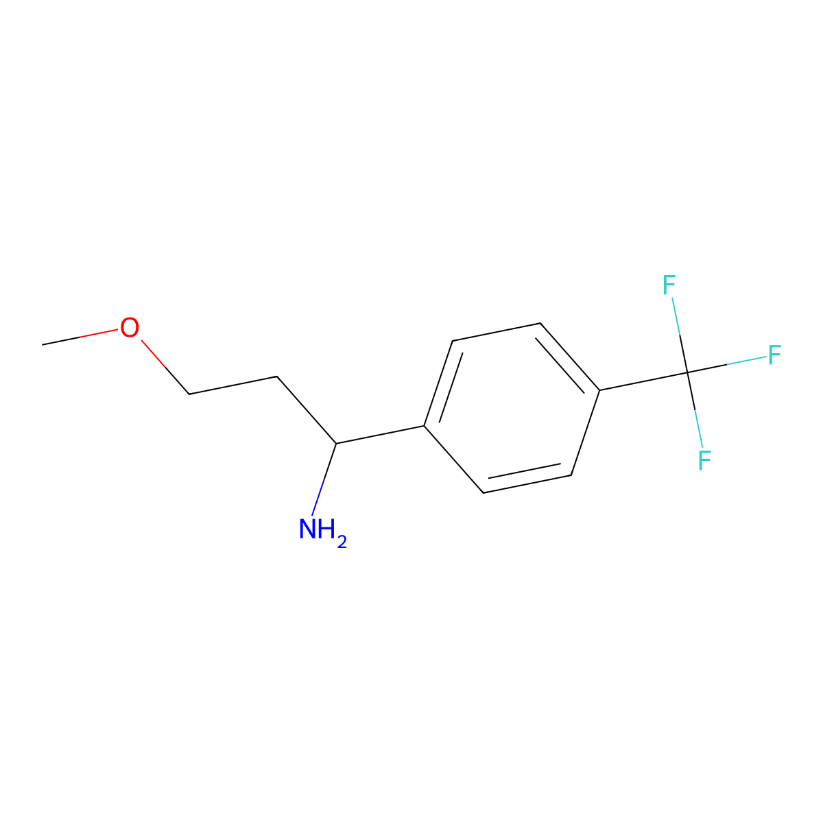 3-Methoxy-1-[4-(trifluoromethyl)phenyl]propan-1-amine molecular structure, CAS 1341681-02-4