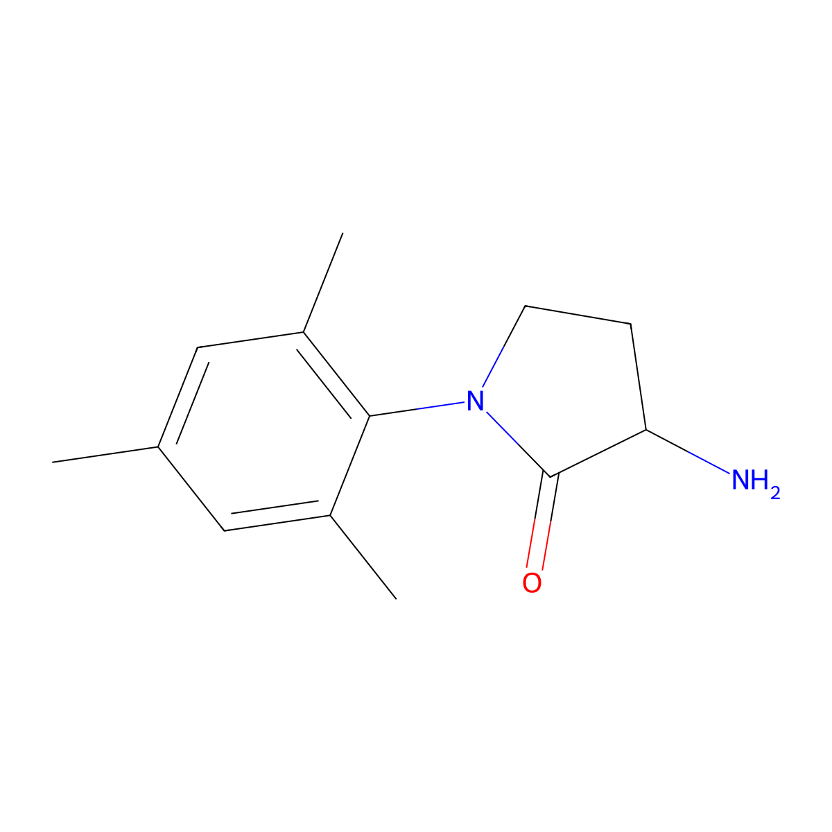 3-Amino-1-(2,4,6-trimethylphenyl)pyrrolidin-2-one molecular structure, CAS 1341681-70-6