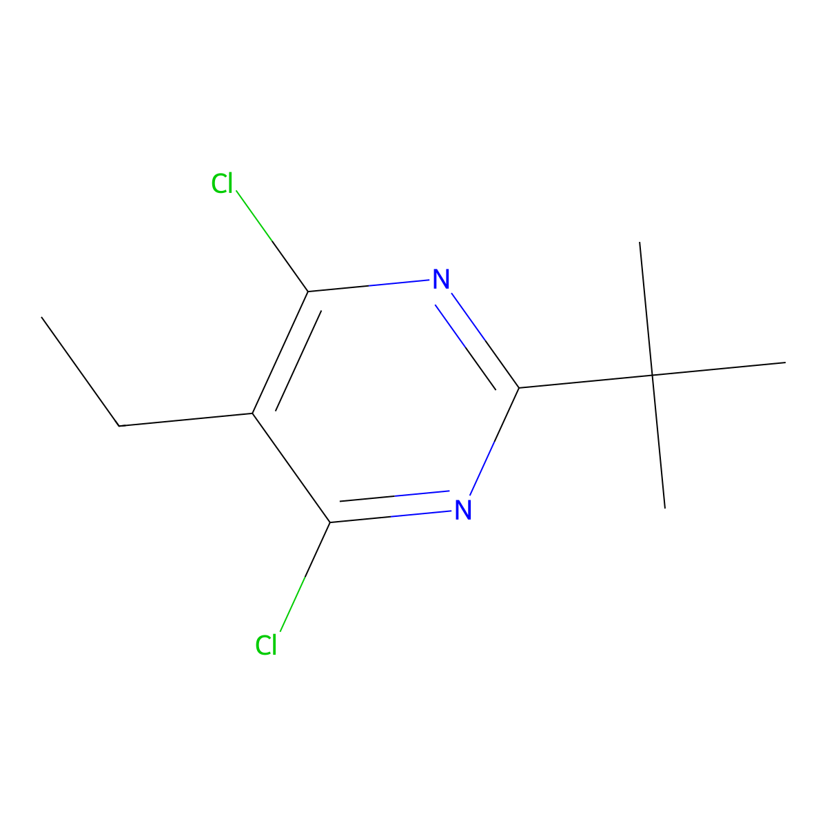 2-Tert-butyl-4,6-dichloro-5-ethylpyrimidine molecular structure, CAS 1341681-83-1
