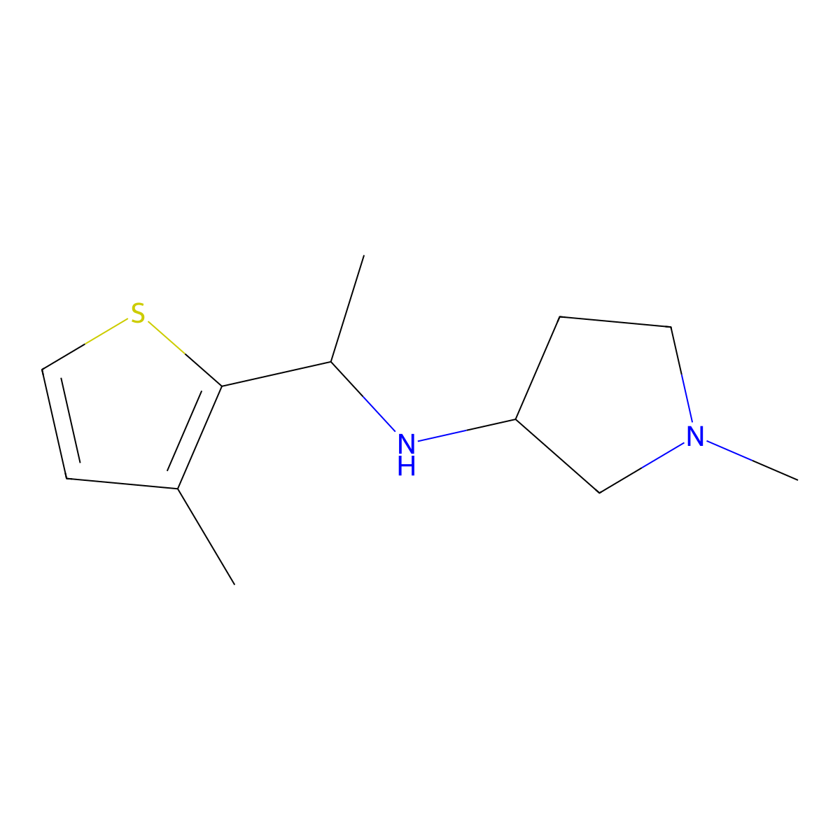 1-methyl-N-[1-(3-methylthiophen-2-yl)ethyl]pyrrolidin-3-amine molecular structure, CAS 1341683-26-8