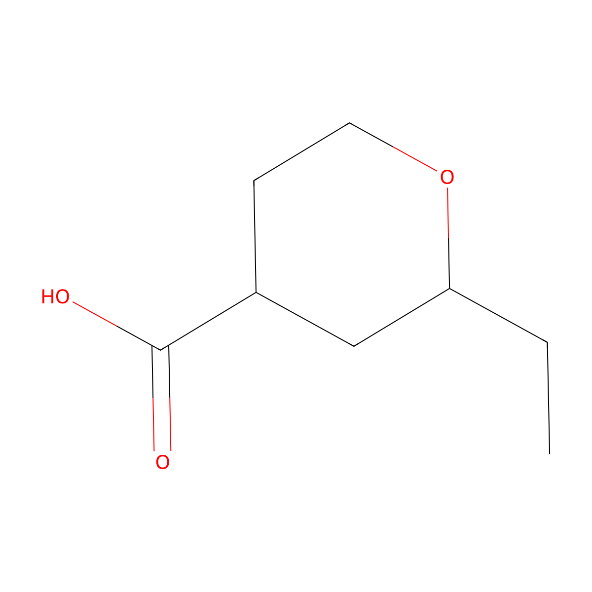 2-Ethyloxane-4-carboxylic acid molecular structure, CAS 1341685-92-4