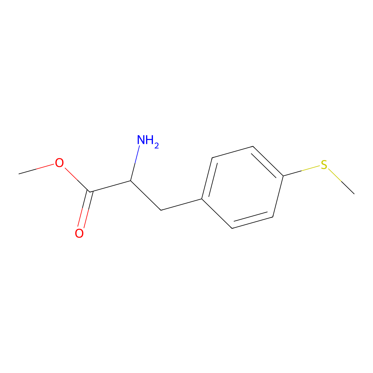 Methyl 2-amino-3-(4-(methylthio)phenyl)propanoate molecular structure, CAS 1341686-77-8