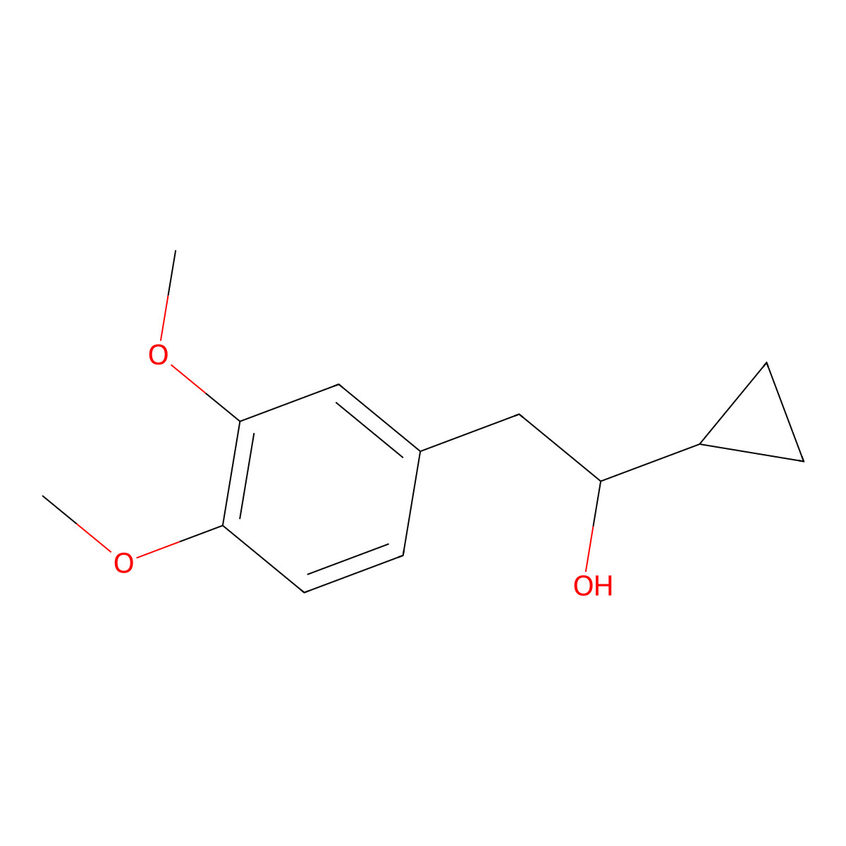 1-Cyclopropyl-2-(3,4-dimethoxyphenyl)ethan-1-ol molecular structure, CAS 1341687-39-5