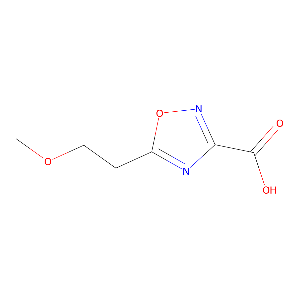 5-(2-Methoxyethyl)-1,2,4-oxadiazole-3-carboxylic acid molecular structure, CAS 1341690-88-7
