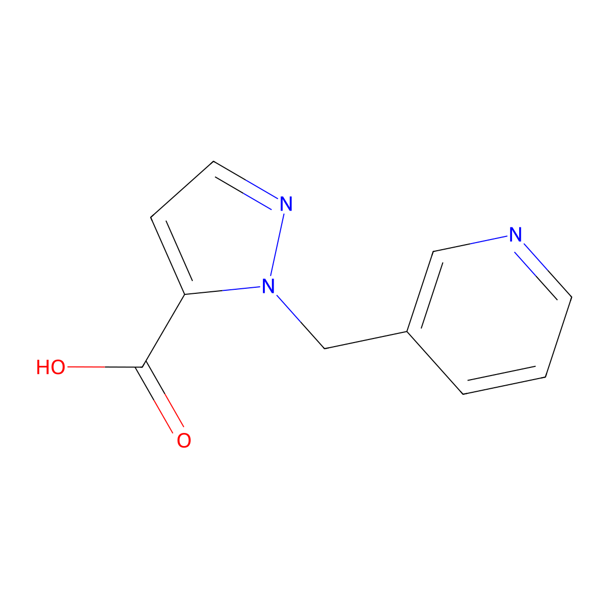 2-(3-Pyridylmethyl)pyrazole-3-carboxylic acid molecular structure, CAS 1341694-71-0