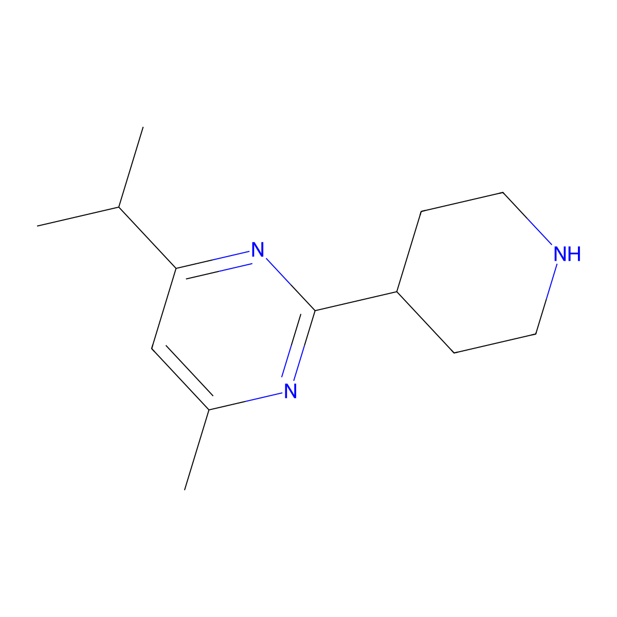 4-Methyl-2-(piperidin-4-yl)-6-(propan-2-yl)pyrimidine molecular structure, CAS 1341695-07-5