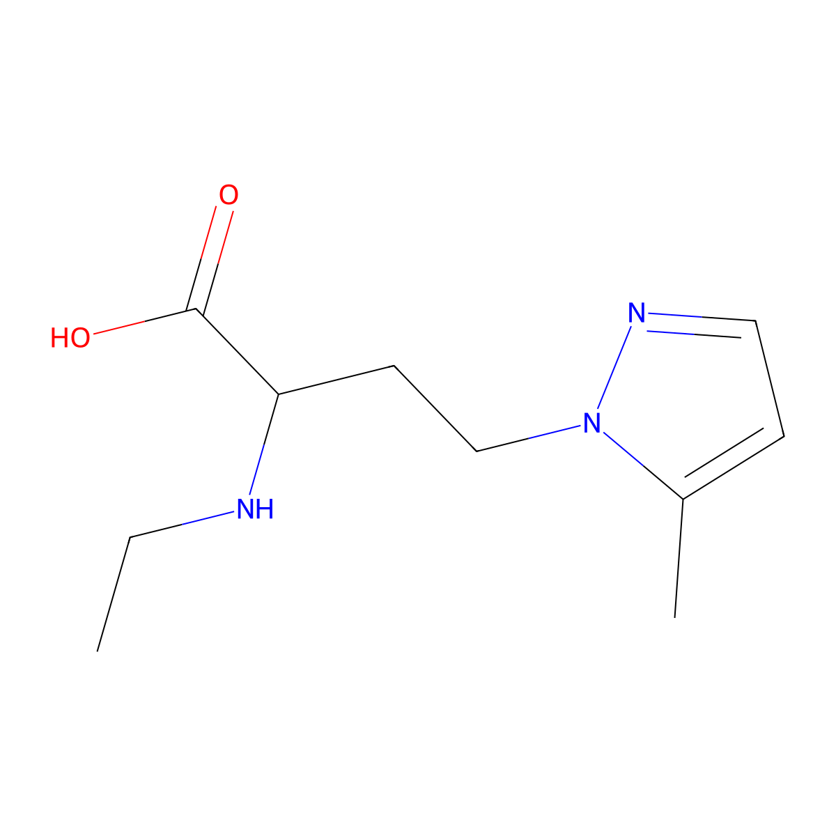 2-(Ethylamino)-4-(5-methyl-1h-pyrazol-1-yl)butanoic acid molecular structure, CAS 1341697-18-4