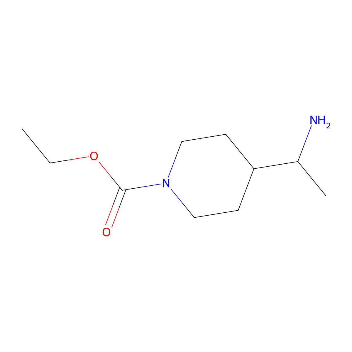 Ethyl 4-(1-aminoethyl)piperidine-1-carboxylate molecular structure, CAS 1341697-78-6