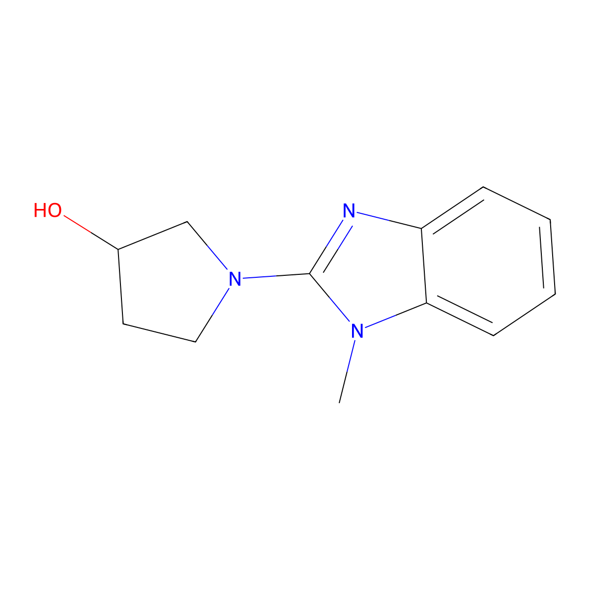 1-(1-methyl-1H-benzo[d]imidazol-2-yl)pyrrolidin-3-ol molecular structure, CAS 1341697-85-5