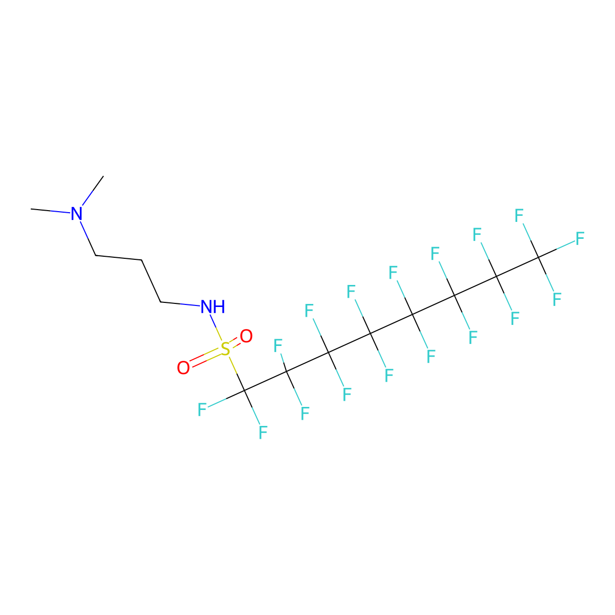 1-Octanesulfonamide, N-(3-(dimethylamino)propyl)-1,1,2,2,3,3,4,4,5,5,6,6,7,7,8,8,8-heptadecafluoro- molecular structure, CAS 13417-01-1