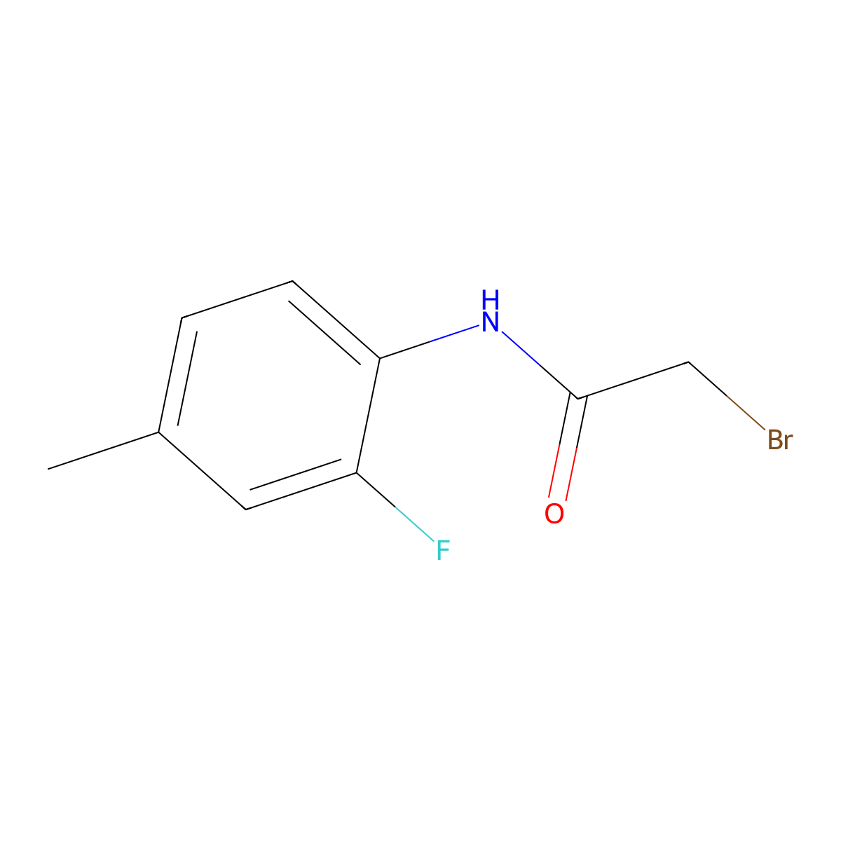 2-bromo-N-(2-fluoro-4-methylphenyl)acetamide molecular structure, CAS 1341700-38-6