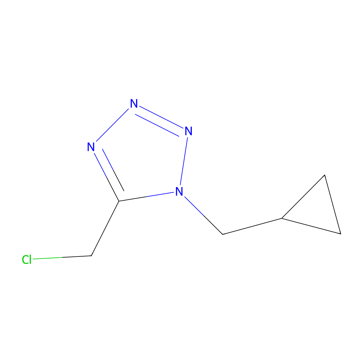 5-(chloromethyl)-1-(cyclopropylmethyl)-1H-1,2,3,4-tetrazole molecular structure, CAS 1341701-60-7