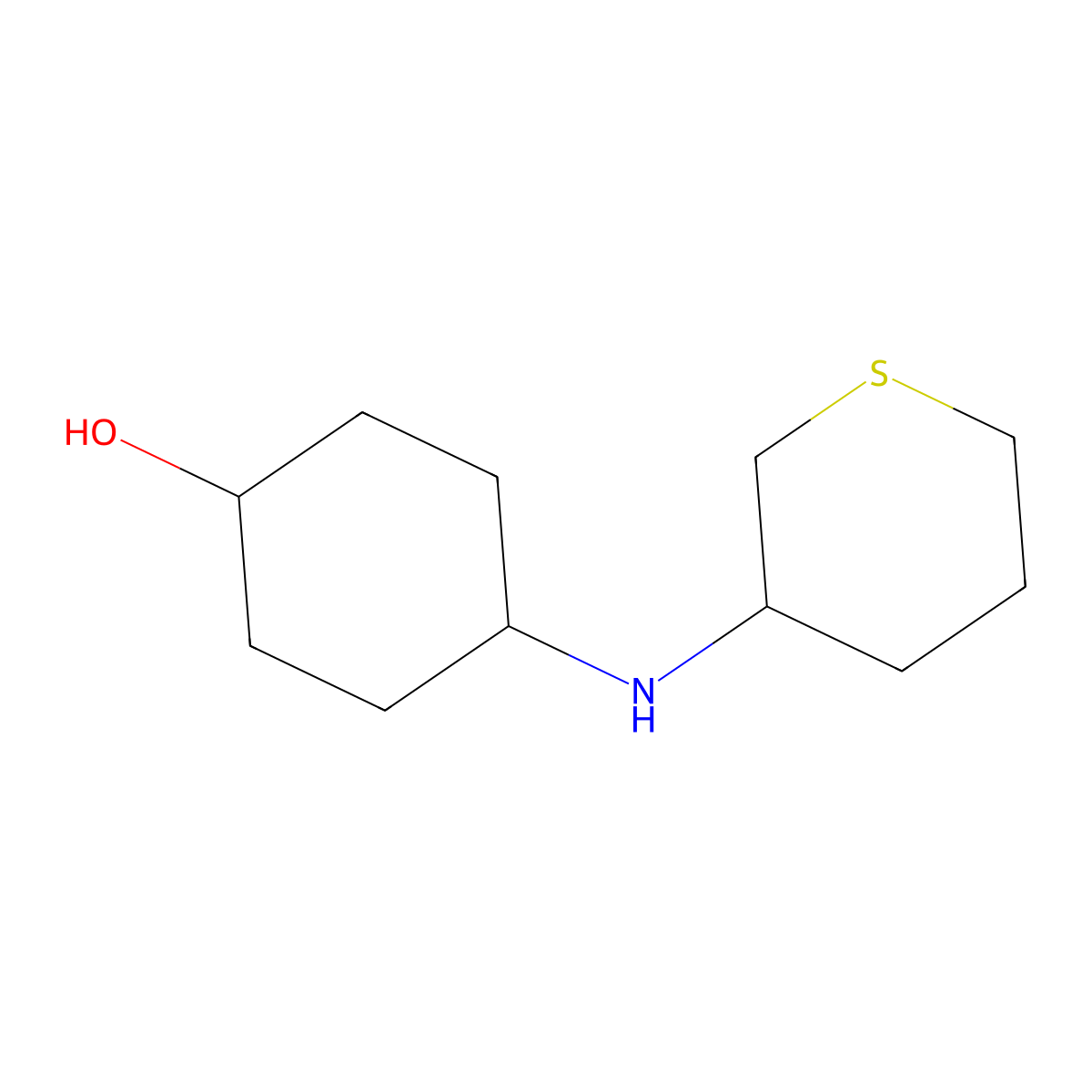 4-[(Thian-3-yl)amino]cyclohexan-1-ol molecular structure, CAS 1341702-77-9
