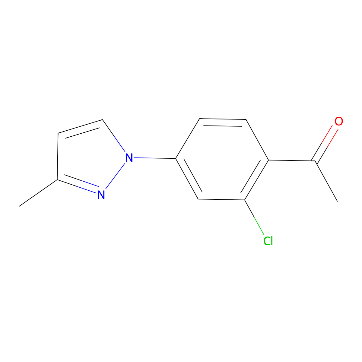 1-(2-Chloro-4-(3-methyl-1h-pyrazol-1-yl)phenyl)ethan-1-one molecular structure, CAS 1341707-41-2