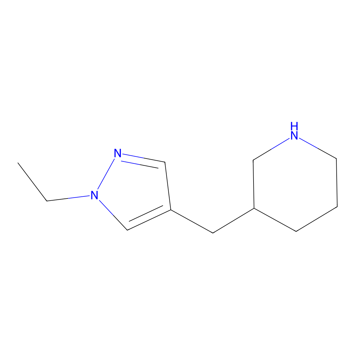 3-[(1-ethyl-1H-pyrazol-4-yl)methyl]piperidine molecular structure, CAS 1341709-04-3