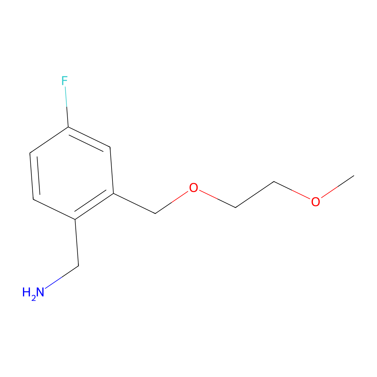 1-(4-Fluoro-2-((2-methoxyethoxy)methyl)phenyl)methanamine molecular structure, CAS 1341711-10-1