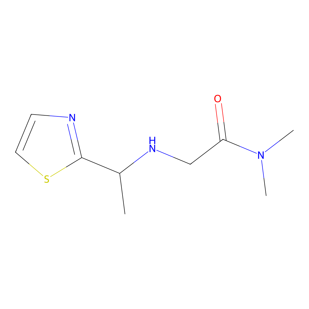 N,N-Dimethyl-2-{[1-(1,3-thiazol-2-yl)ethyl]amino}acetamide molecular structure, CAS 1341711-91-8