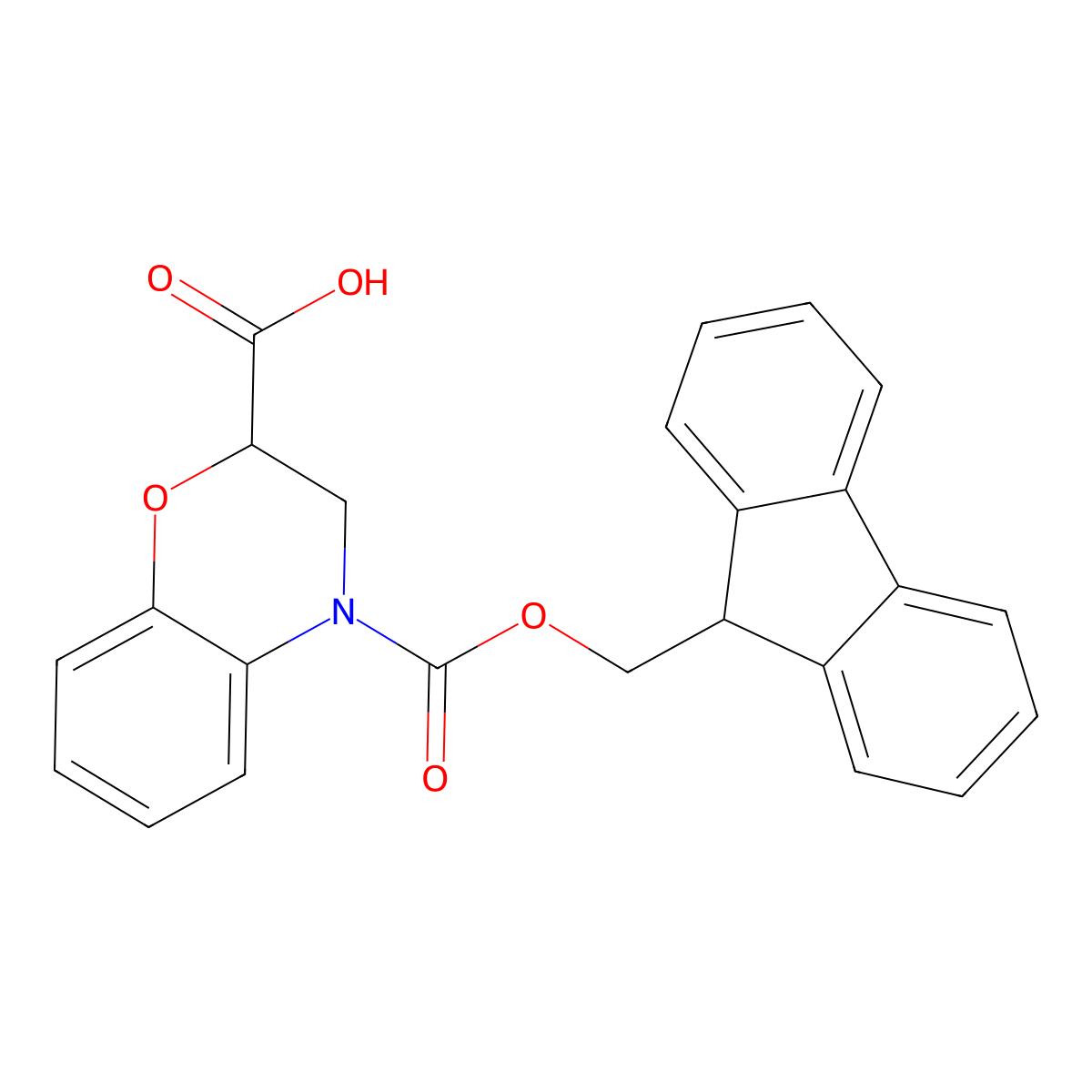 4-{[(9H-fluoren-9-yl)methoxy]carbonyl}-3,4-dihydro-2H-1,4-benzoxazine-2-carboxylic acid molecular structure, CAS 1341714-70-2