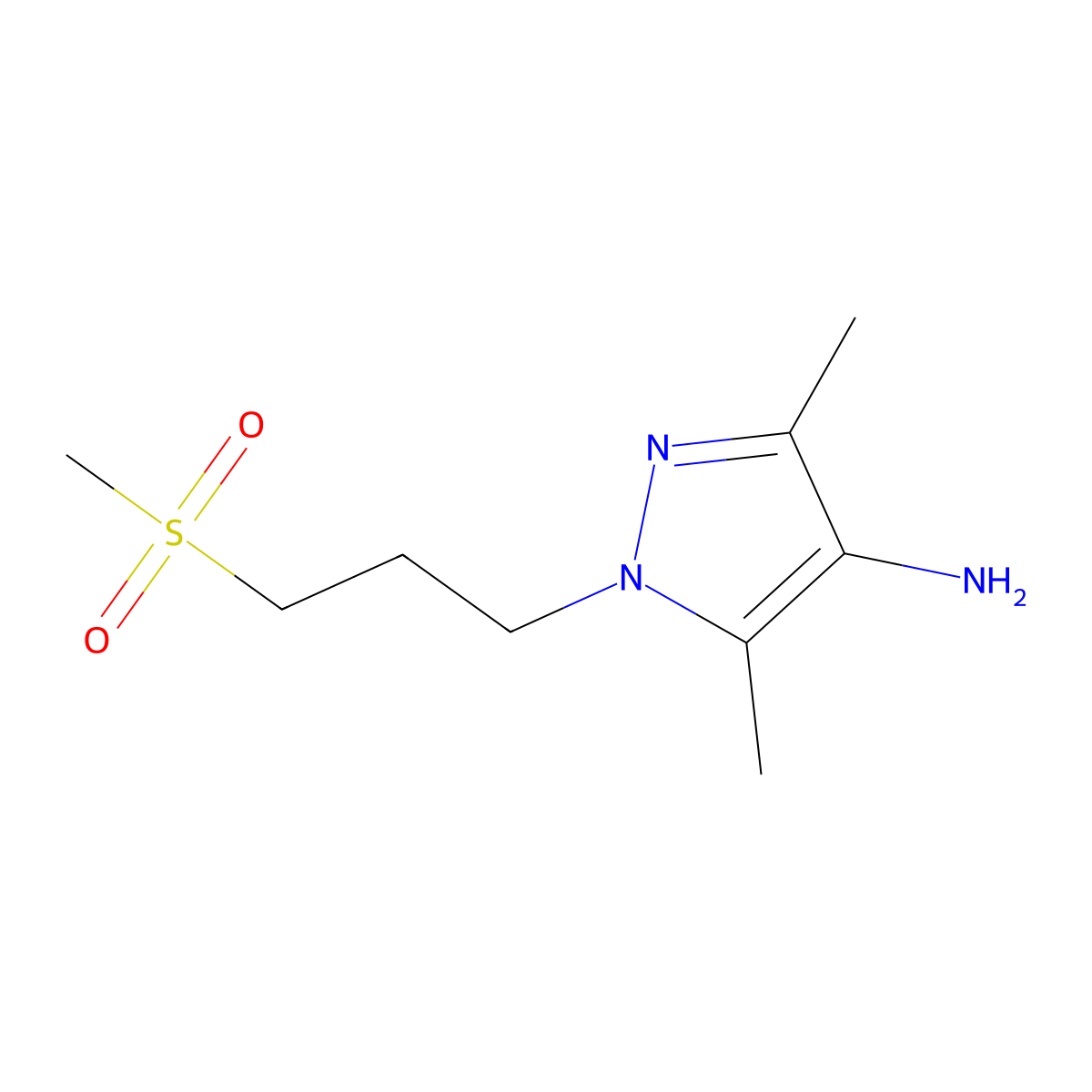 3,5-Dimethyl-1-(3-(methylsulfonyl)propyl)-1h-pyrazol-4-amine molecular structure, CAS 1341714-79-1