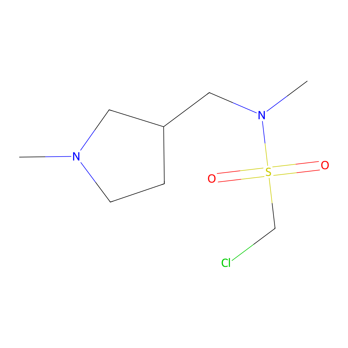 1-chloro-N-methyl-N-[(1-methylpyrrolidin-3-yl)methyl]methanesulfonamide molecular structure, CAS 1341720-14-6