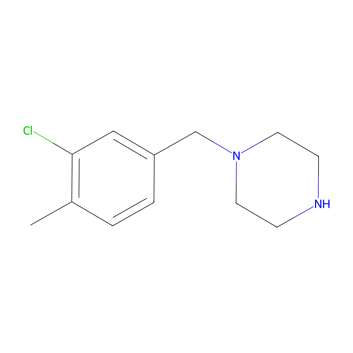 1-(3-Chloro-4-methylbenzyl)piperazine molecular structure, CAS 1341720-91-9