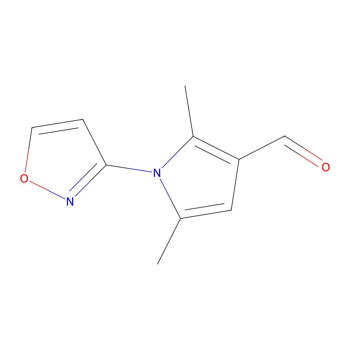 2,5-dimethyl-1-(1,2-oxazol-3-yl)-1H-pyrrole-3-carbaldehyde molecular structure, CAS 1341721-84-3