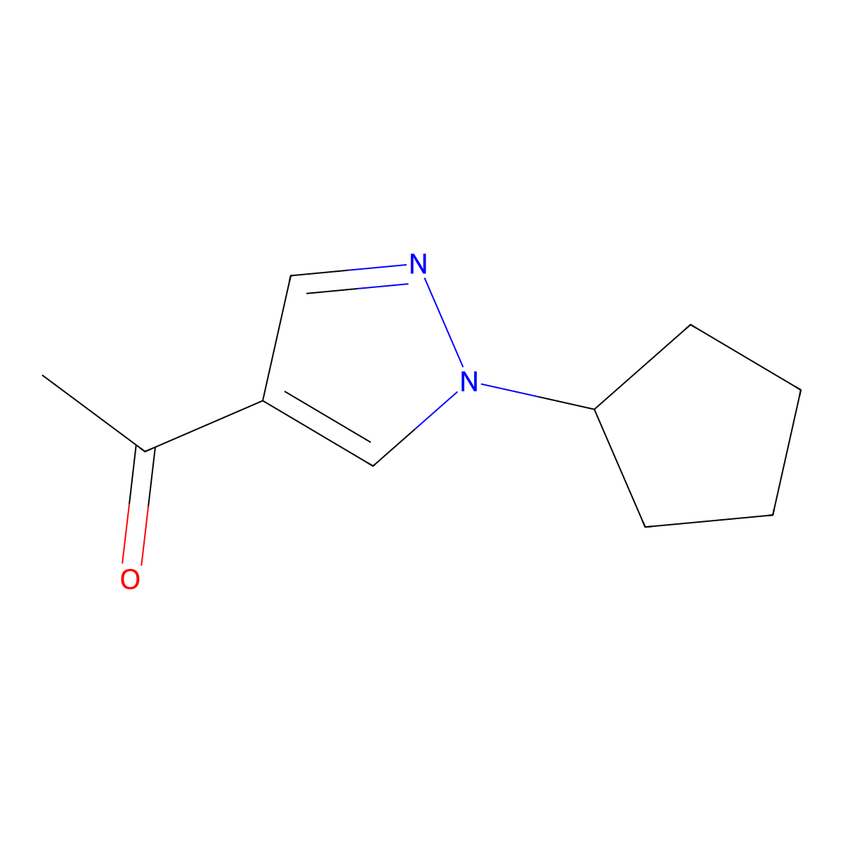 1-(1-cyclopentyl-1H-pyrazol-4-yl)ethan-1-one molecular structure, CAS 1341723-54-3