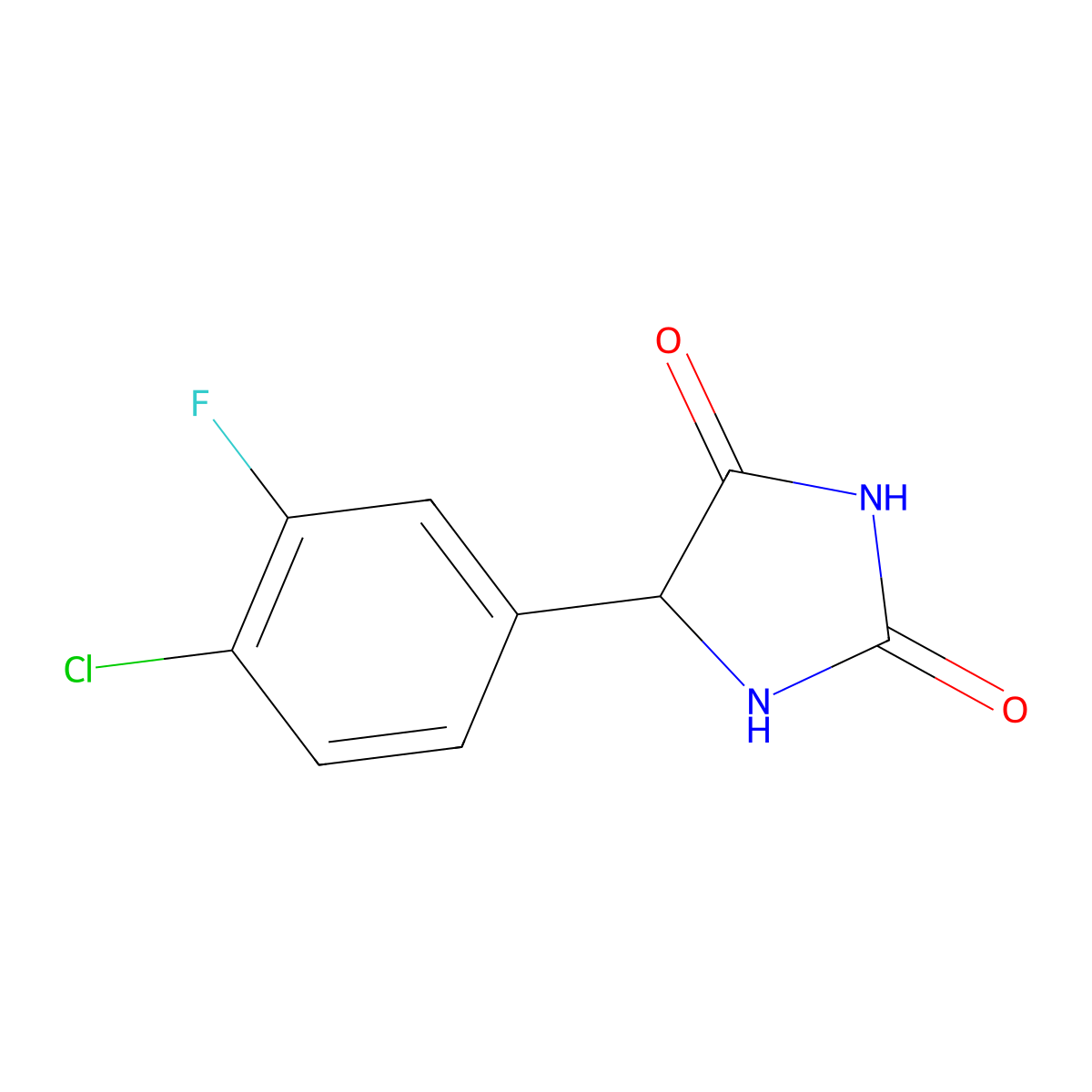 5-(4-Chloro-3-fluorophenyl)imidazolidine-2,4-dione molecular structure, CAS 1341725-43-6