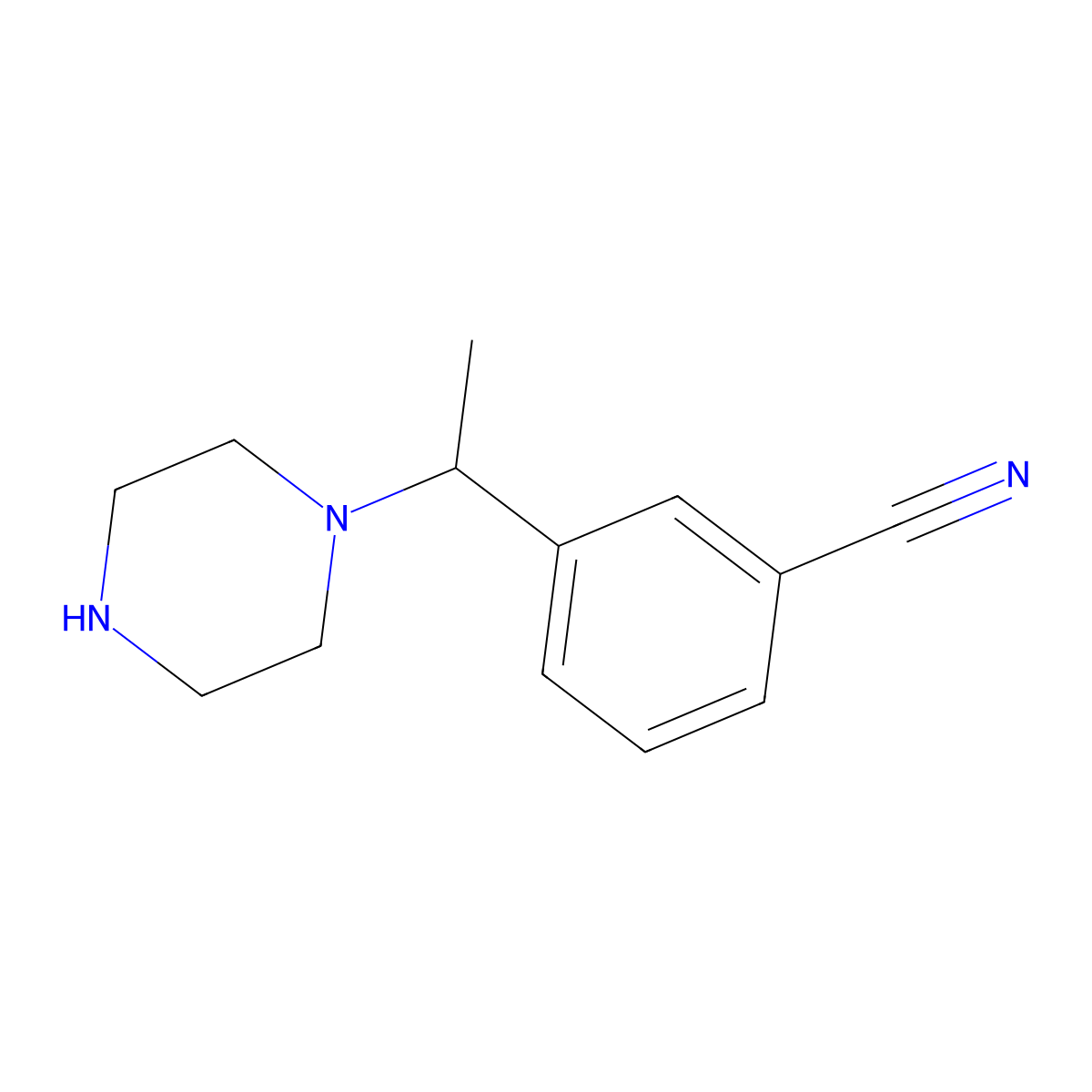 3-(1-(Piperazin-1-yl)ethyl)benzonitrile molecular structure, CAS 1341727-59-0