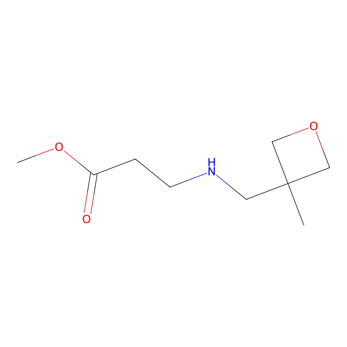 Methyl 3-{[(3-methyloxetan-3-yl)methyl]amino}propanoate molecular structure, CAS 1341731-32-5