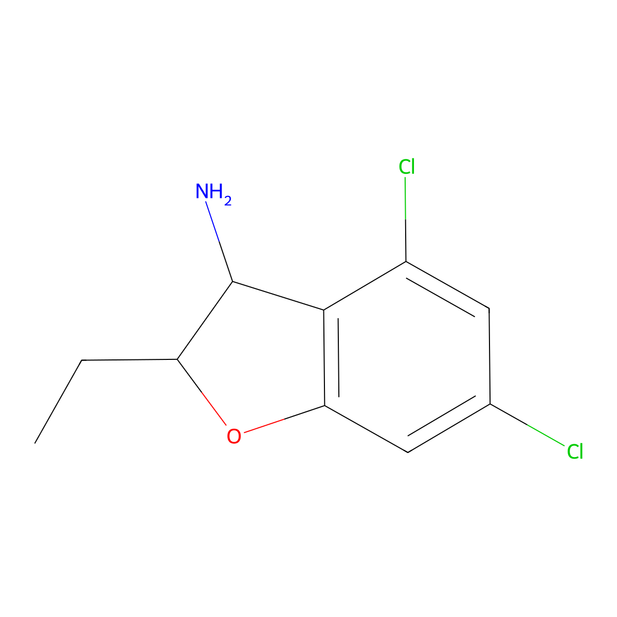 4,6-Dichloro-2-ethyl-2,3-dihydro-1-benzofuran-3-amine molecular structure, CAS 1341738-65-5