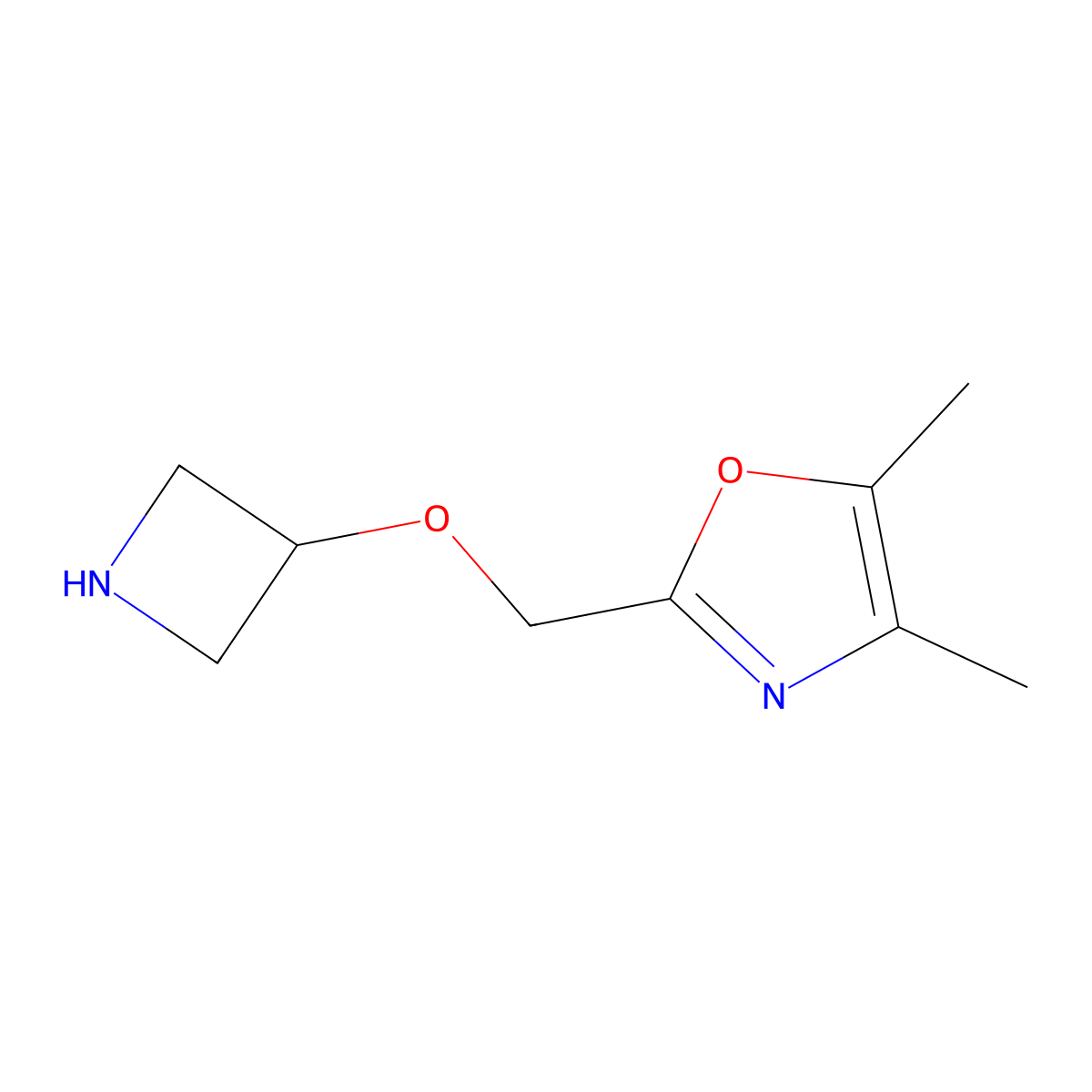 2-[(Azetidin-3-yloxy)methyl]-4,5-dimethyl-1,3-oxazole molecular structure, CAS 1341740-04-2
