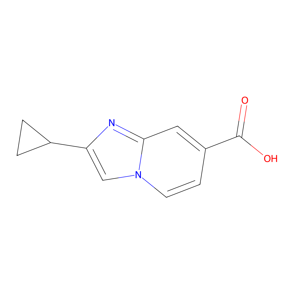 2-Cyclopropylimidazo[1,2-a]pyridine-7-carboxylic acid molecular structure, CAS 1341743-58-5