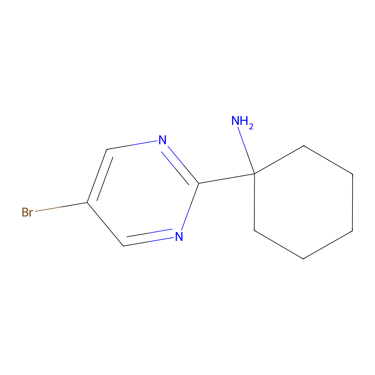 1-(5-Bromopyrimidin-2-yl)cyclohexan-1-amine molecular structure, CAS 1341745-05-8