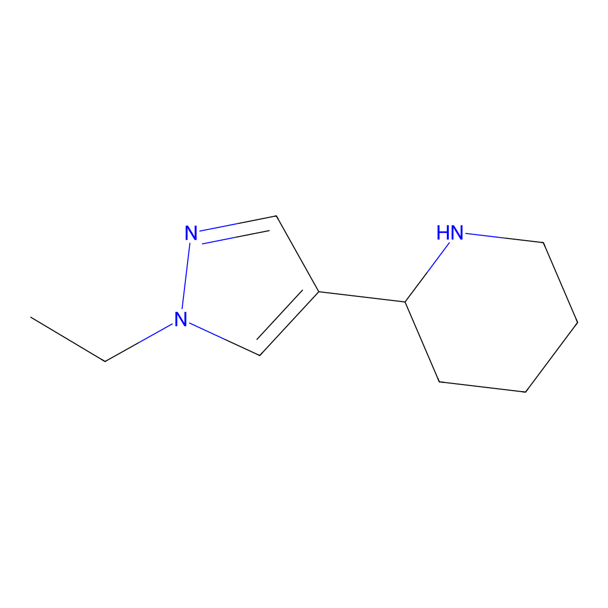 2-(1-ethyl-1H-pyrazol-4-yl)piperidine molecular structure, CAS 1341746-70-0