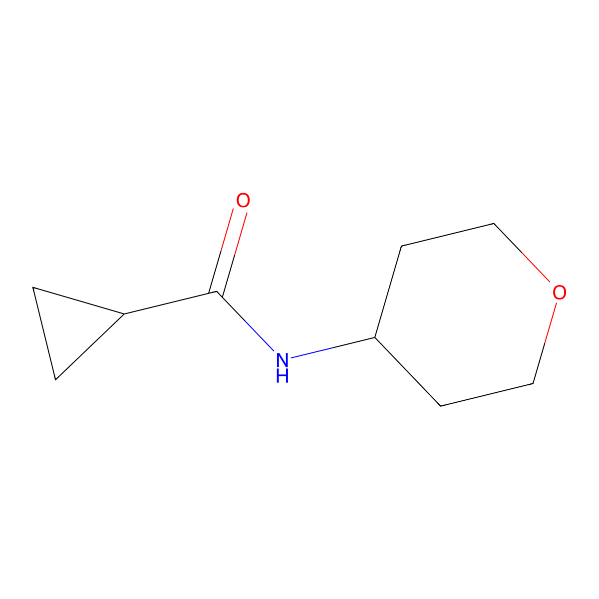 N-(oxan-4-yl)cyclopropanecarboxamide molecular structure, CAS 1341747-72-5