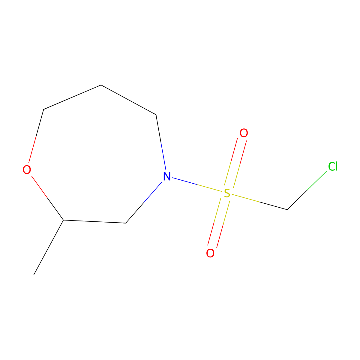 4-Chloromethanesulfonyl-2-methyl-1,4-oxazepane molecular structure, CAS 1341747-88-3