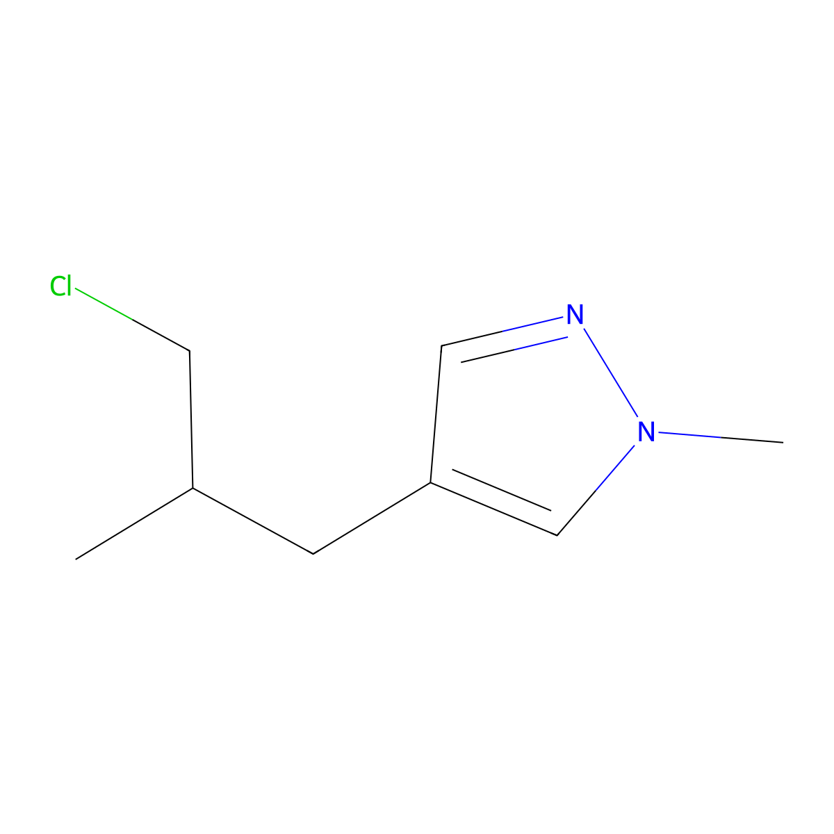4-(3-Chloro-2-methylpropyl)-1-methyl-1H-pyrazole molecular structure, CAS 1341748-43-3
