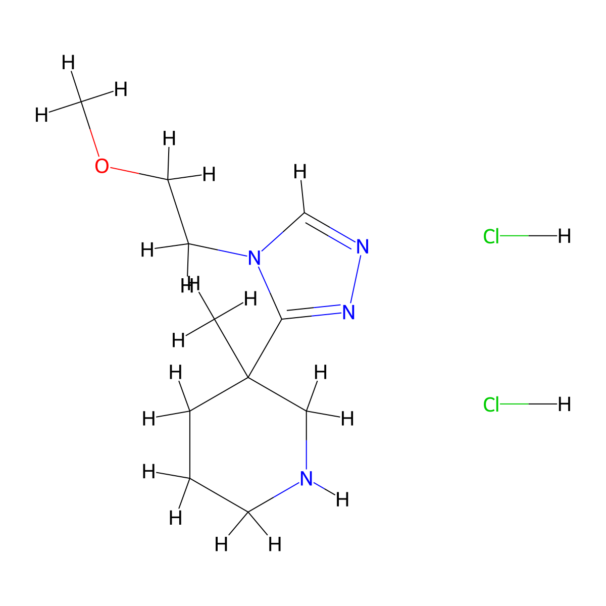 3-[4-(2-Methoxyethyl)-4H-1,2,4-triazol-3-yl]-3-methylpiperidine dihydrochloride molecular structure, CAS 1341750-78-4