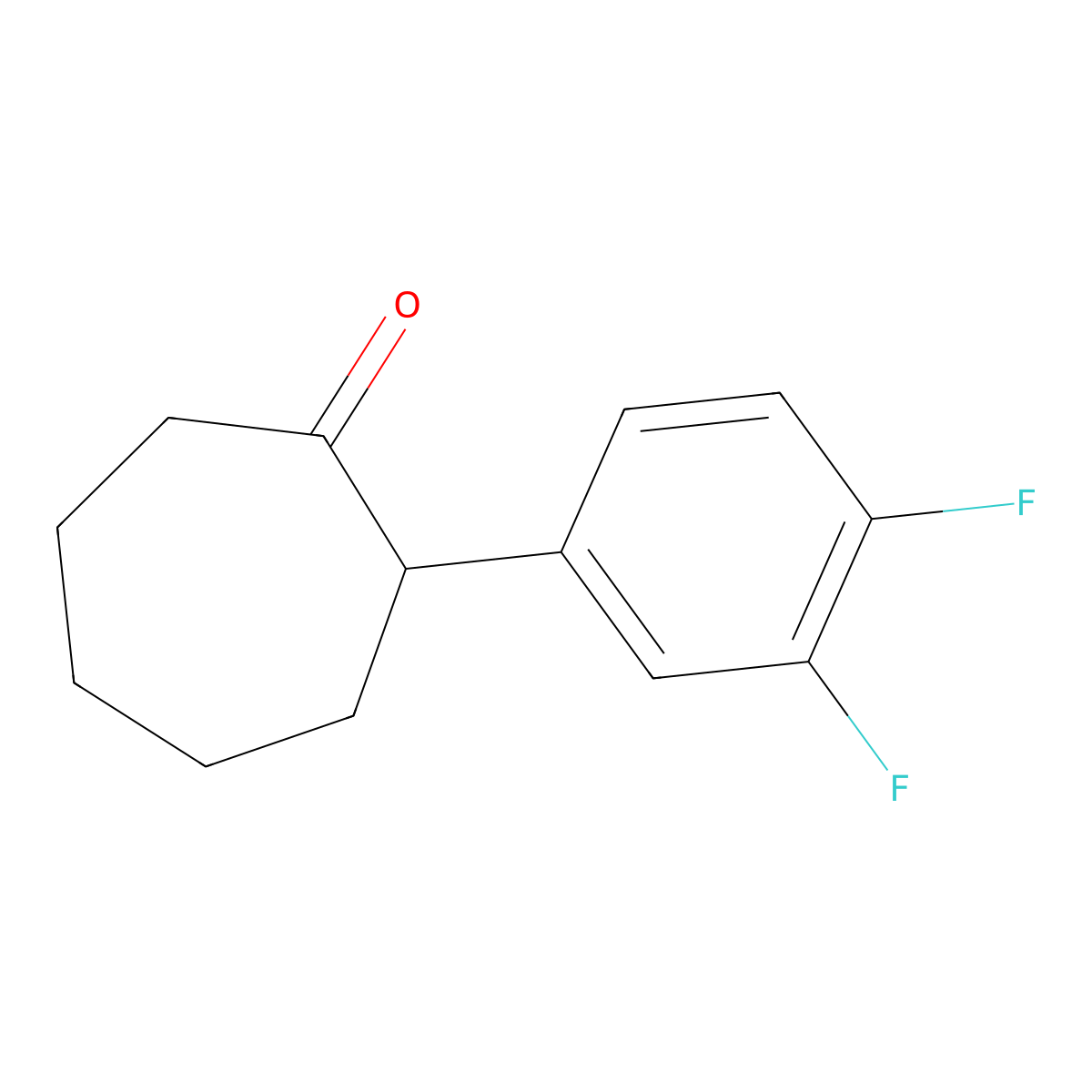 2-(3,4-Difluorophenyl)cycloheptan-1-one molecular structure, CAS 1341752-75-7