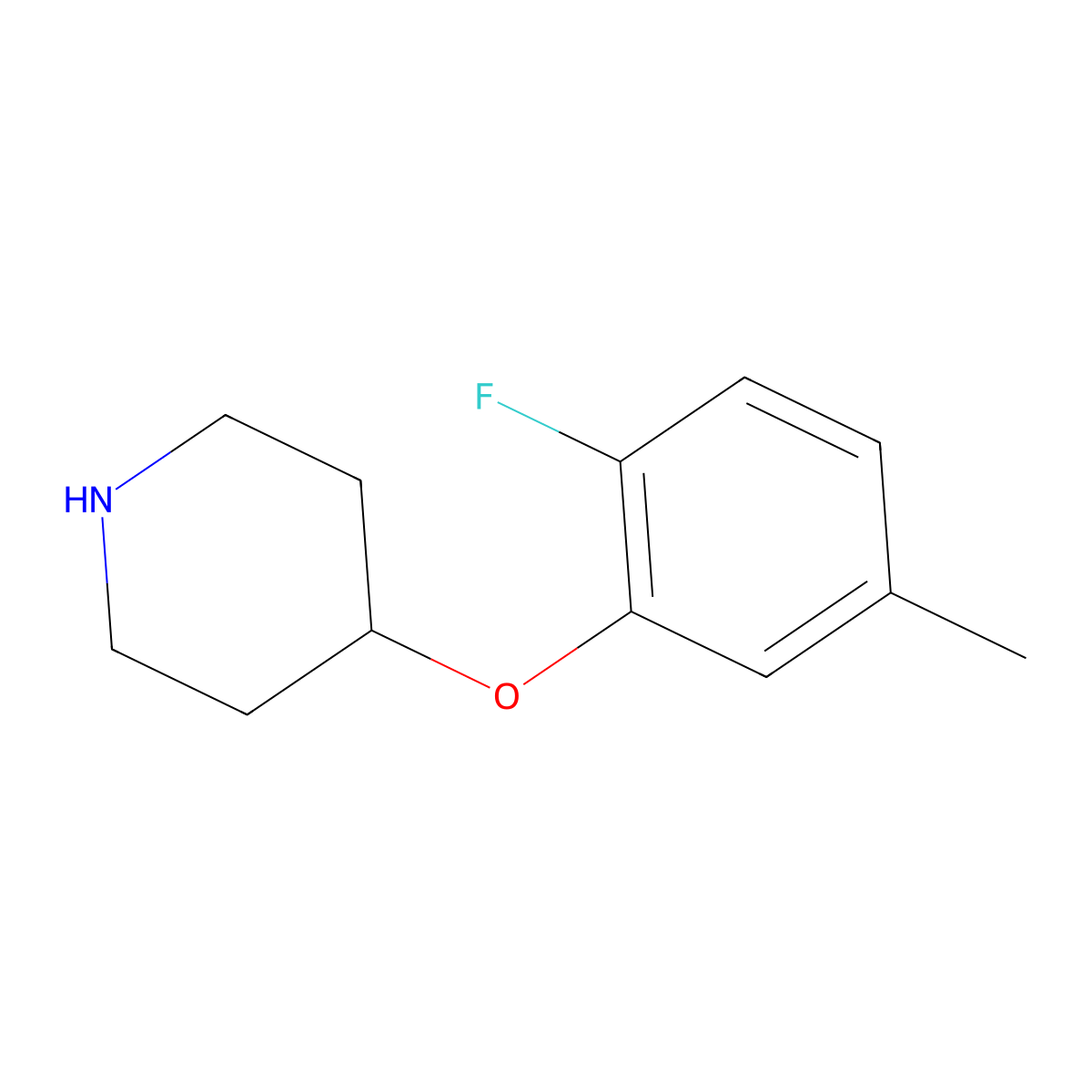 4-(2-Fluoro-5-methylphenoxy)piperidine molecular structure, CAS 1341752-81-5
