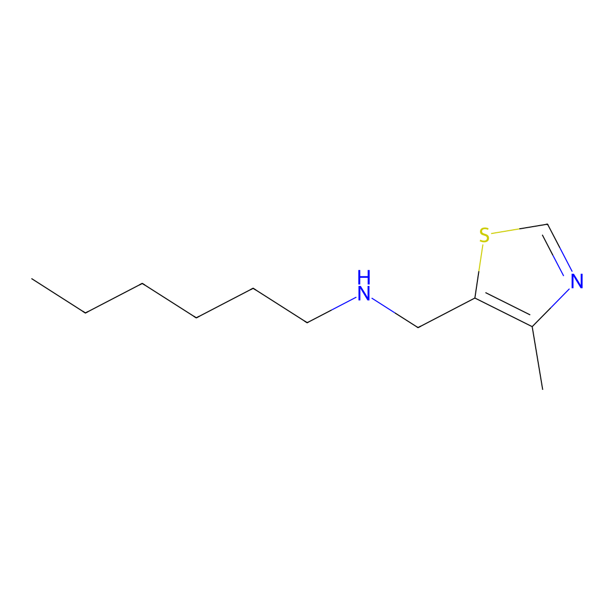 Hexyl[(4-methyl-1,3-thiazol-5-yl)methyl]amine molecular structure, CAS 1341755-68-7