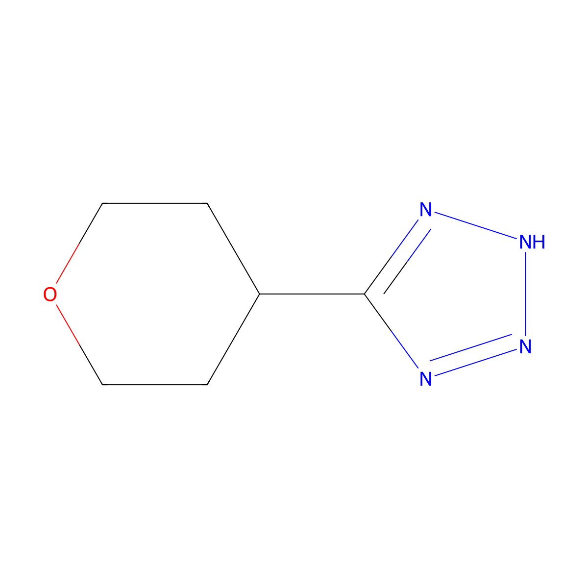 5-(oxan-4-yl)-1H-1,2,3,4-tetrazole molecular structure, CAS 1341756-98-6