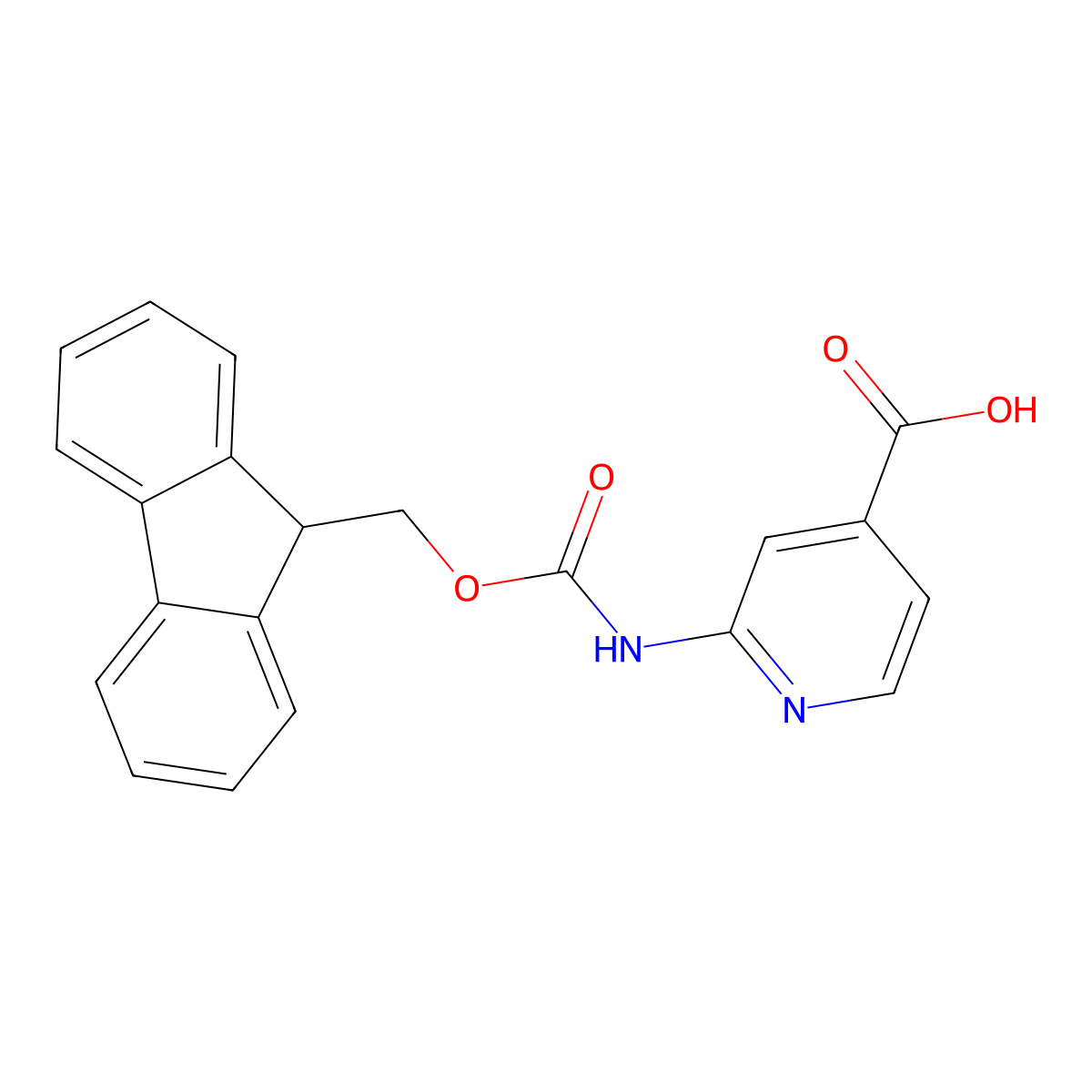 2-((((9h-Fluoren-9-yl)methoxy)carbonyl)amino)isonicotinic acid molecular structure, CAS 1341759-16-7