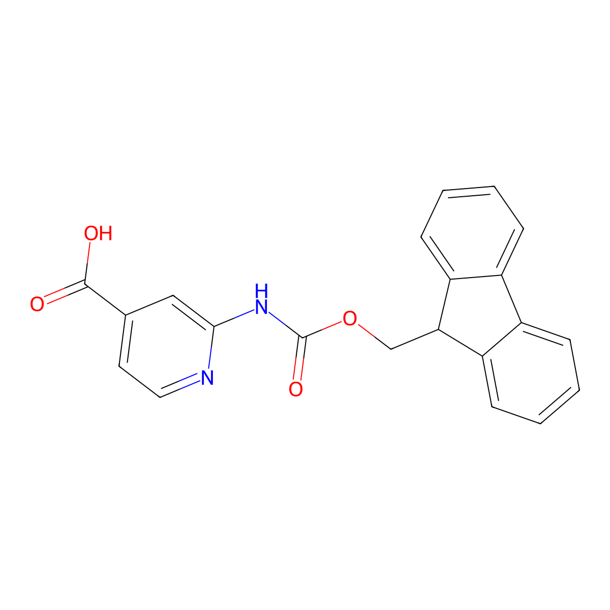 2-((((9h-Fluoren-9-yl)methoxy)carbonyl)amino)isonicotinic acid molecular structure, CAS 1341759-16-7