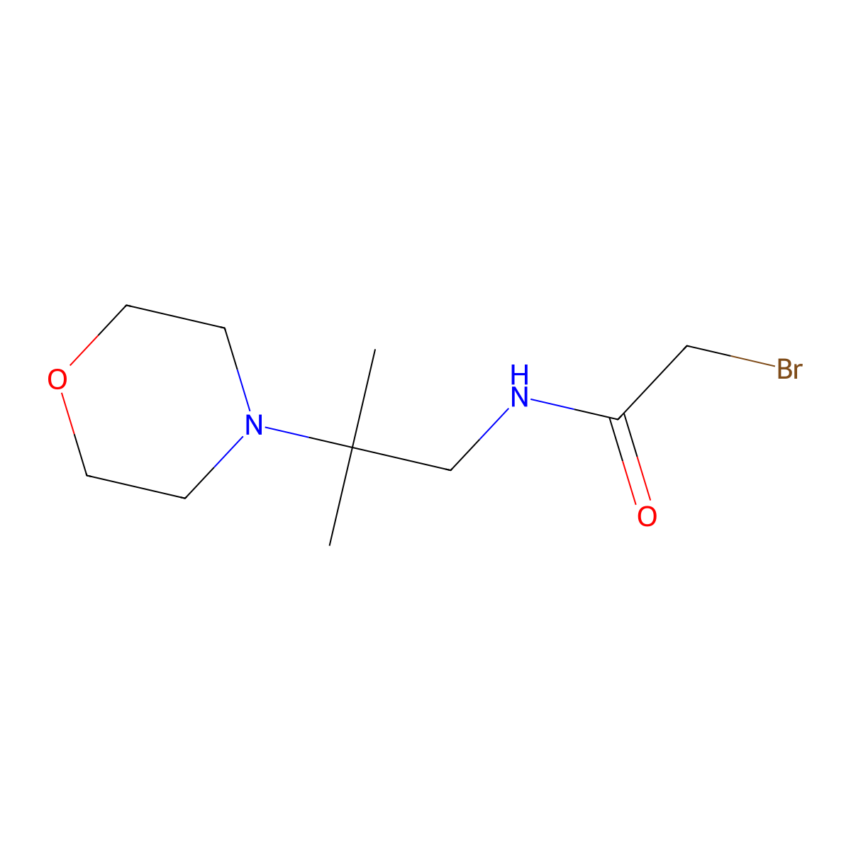 2-Bromo-N-(2-methyl-2-morpholino-propyl)acetamide molecular structure, CAS 1341760-85-7